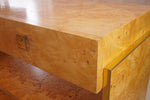 Vintage MILO BAUGHMAN STYLE BURLwood SERVER with Brass Details by Thomasville