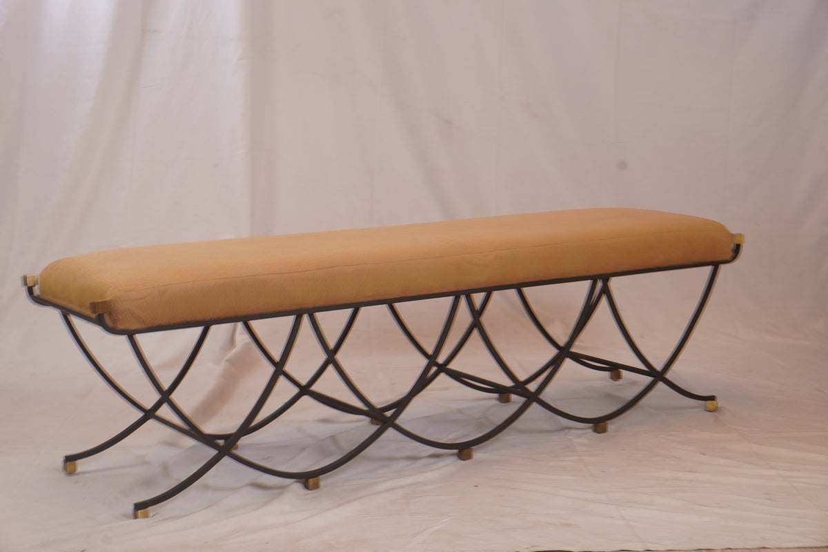 Arteriors Felice Iron Brass Alpaca Bench