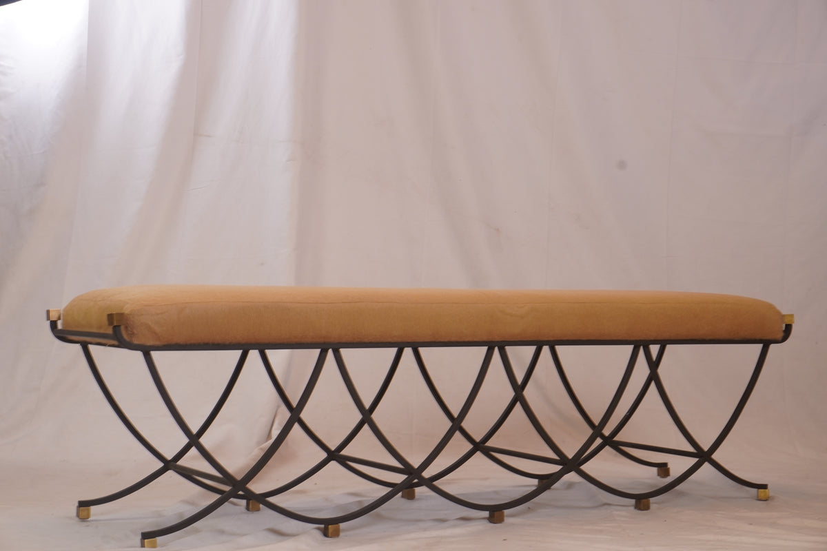 Arteriors Felice Iron Brass Alpaca Bench