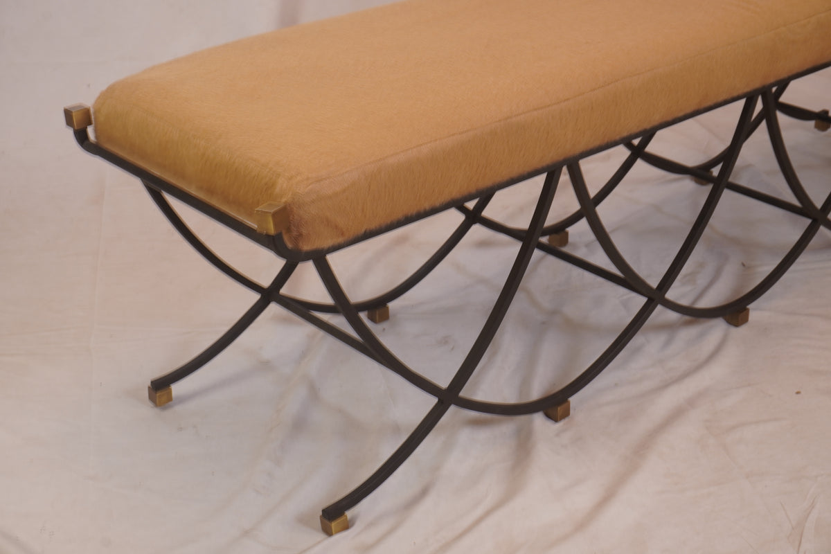 Arteriors Felice Iron Brass Alpaca Bench