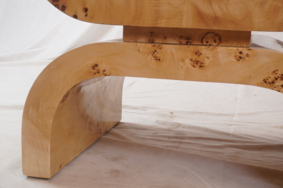 Matthew Izzo Home Biggs Burlwood Stool With Linen Cushions, Pair of