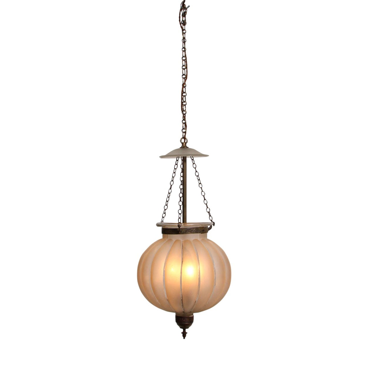 French Art Deco Pendant Light with Frosted Glass