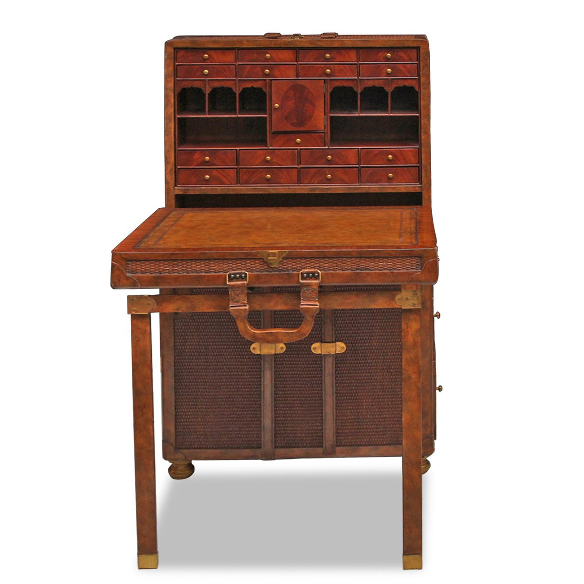 Maitland Smith Vintage Trunk Convertible Fold Out Writing Desk Designed by Provasi