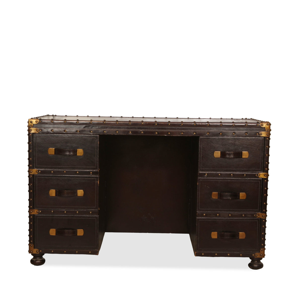Maitland Smith Leather Trunk Desk with Chair