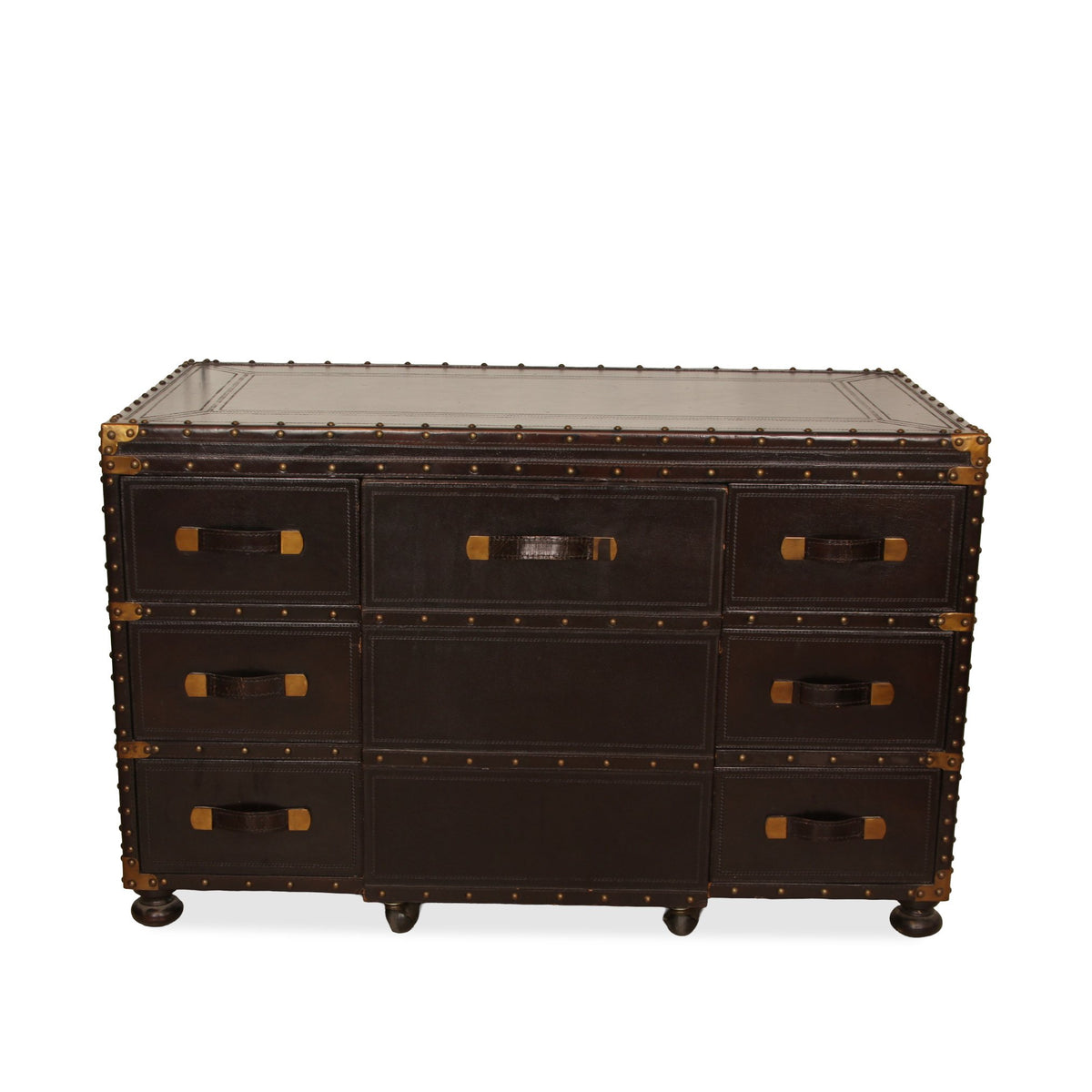 Maitland Smith Leather Trunk Desk with Chair
