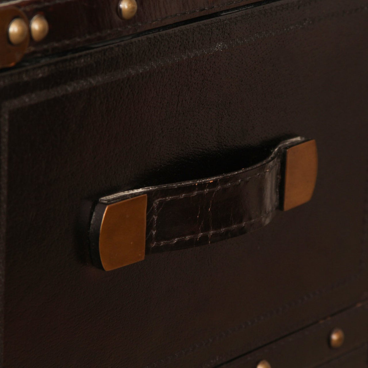 Maitland Smith Leather Trunk Desk with Chair