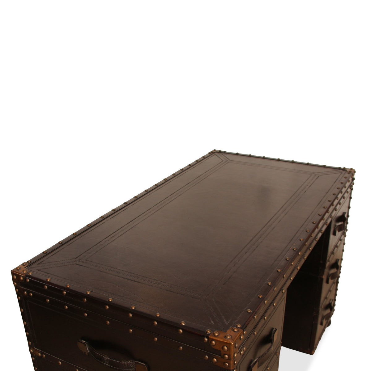 Maitland Smith Leather Trunk Desk with Chair