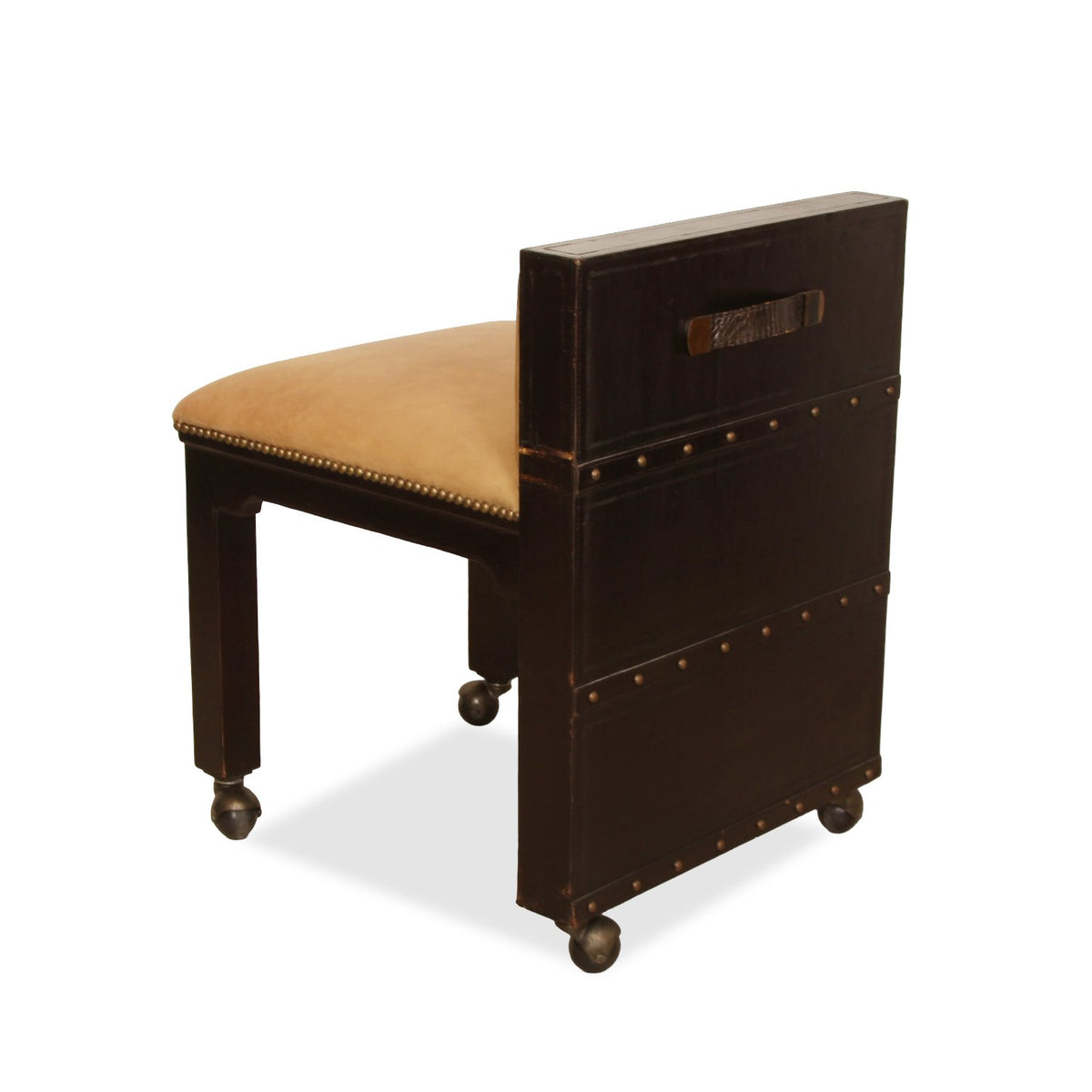 Maitland Smith Leather Trunk Desk with Chair