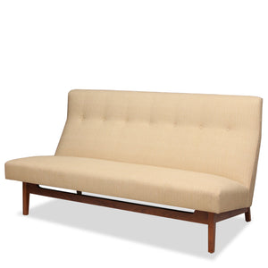 Jens Risom Floating Three-Seat Walnut Sofa in Walnut Cradle Frames with NEW Upholstery