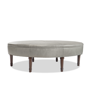 Jonas NY Upholsterer Oval Leather Ottoman or Table