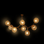 MCM Linear Sputnik Brass and Glass Chandelier