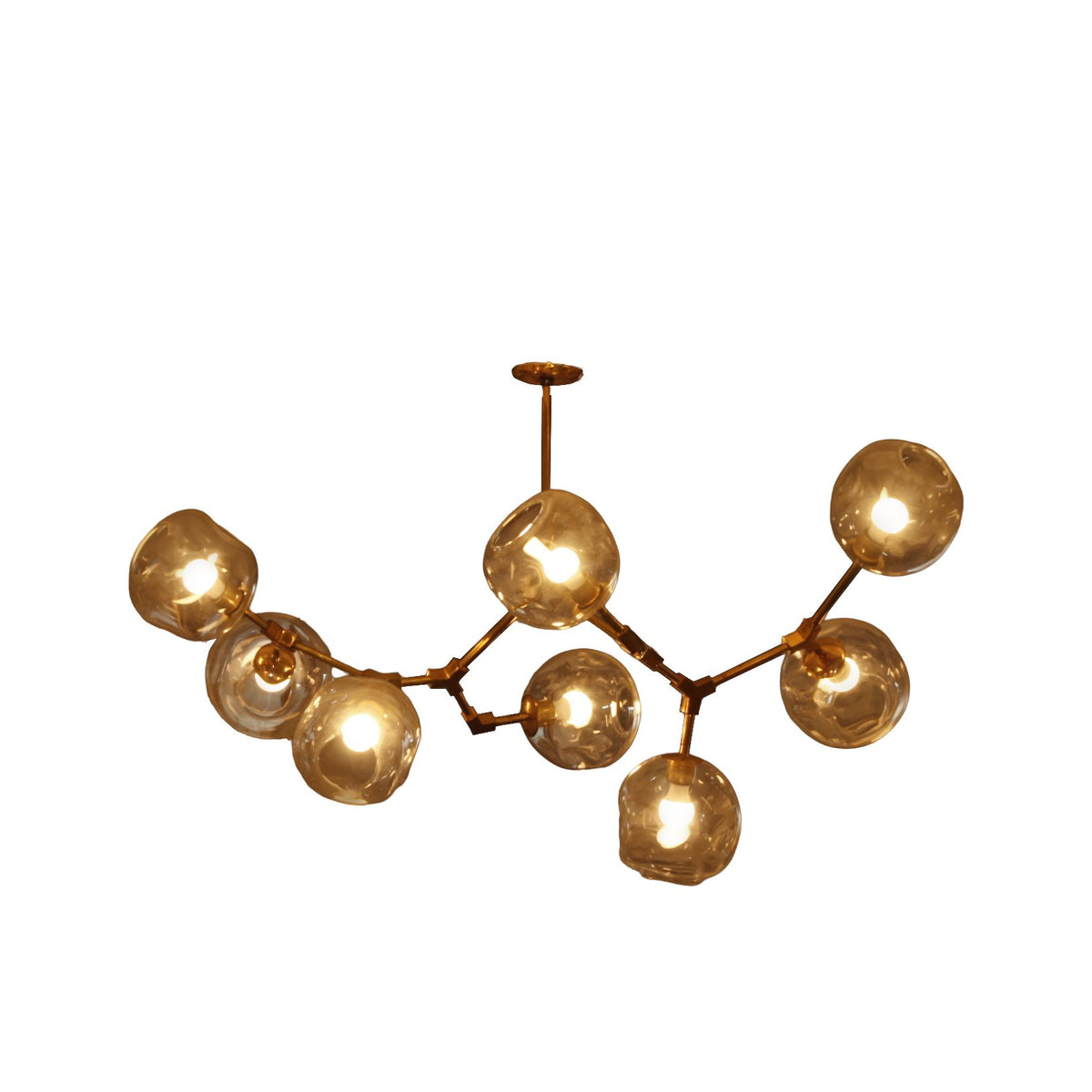 MCM Linear Sputnik Brass and Glass Chandelier