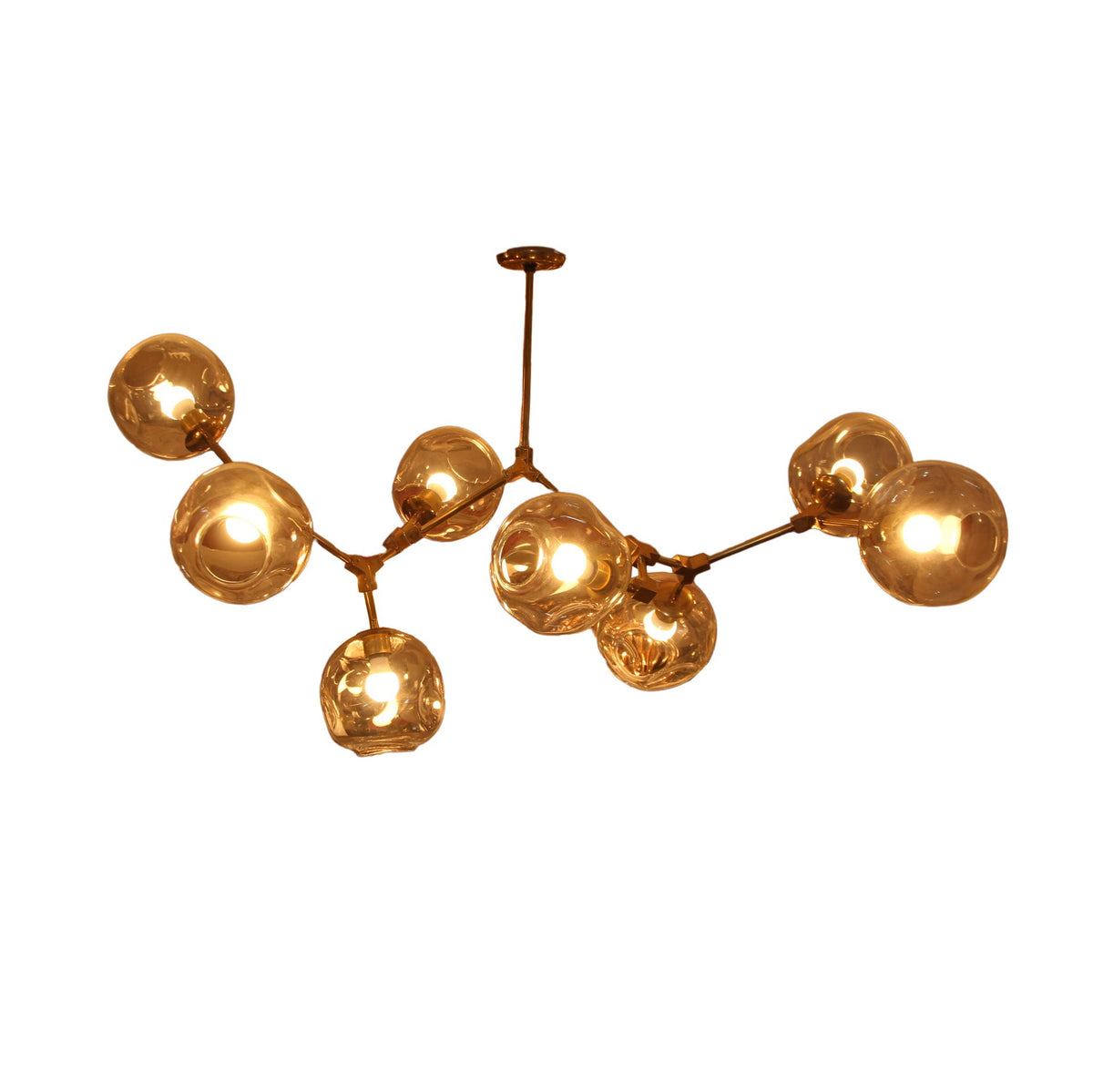 MCM Linear Sputnik Brass and Glass Chandelier