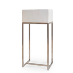 Modern Floor Standing Planter with Chrome Base and Ivory Resin Container