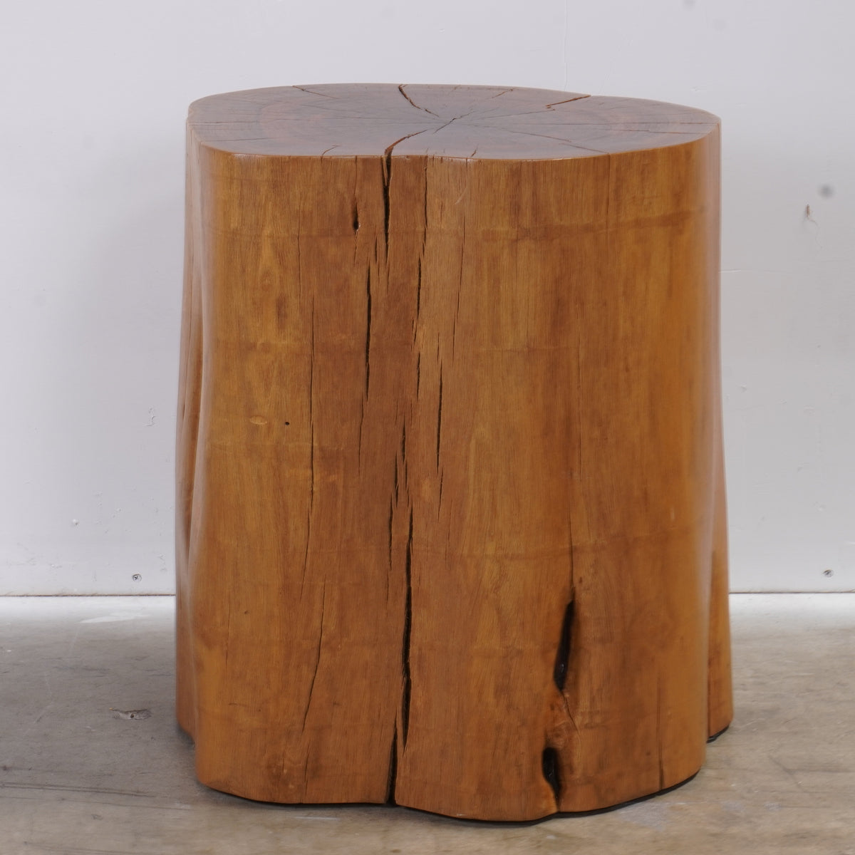 Modern Smooth Teak Tree Trunk Side Table