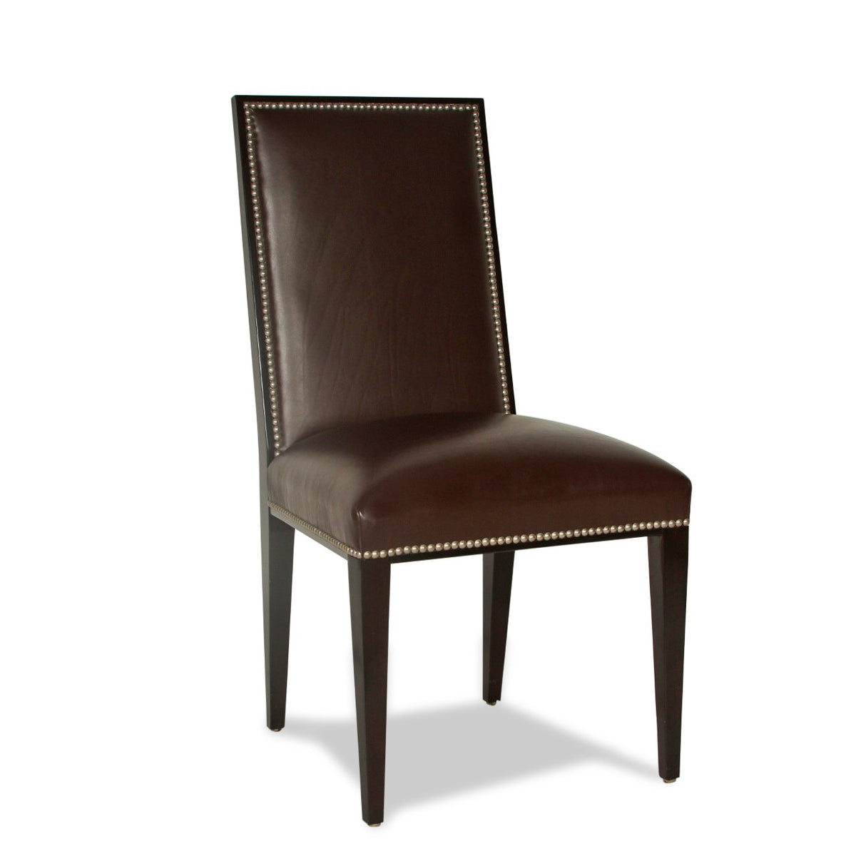 Modern Henredon Leather Dining Chairs with Cowhide Back