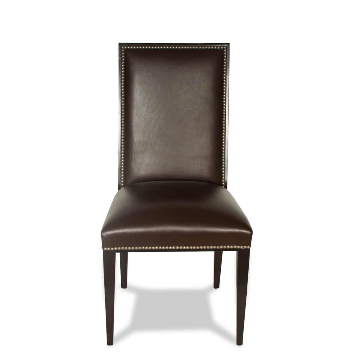 Modern Henredon Leather Dining Chairs with Cowhide Back