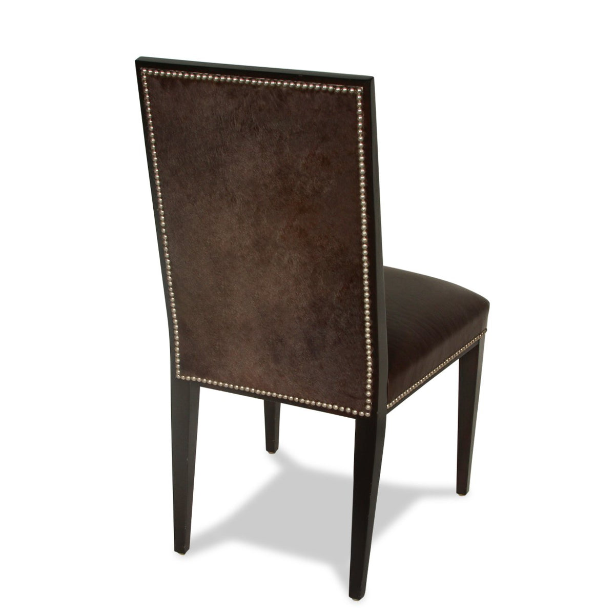 Modern Henredon Leather Dining Chairs with Cowhide Back