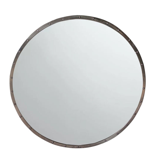 Modern Round Chrome Studded Mirror from Restoration Hardware