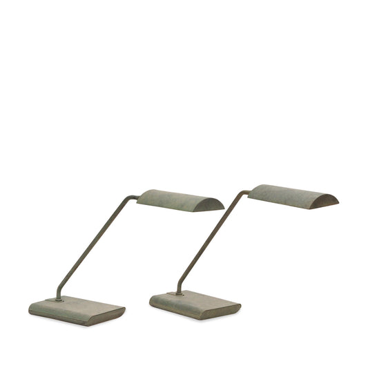 Pair of Koch and Lowy MCM Patinated Cantilevered Desk Lamp