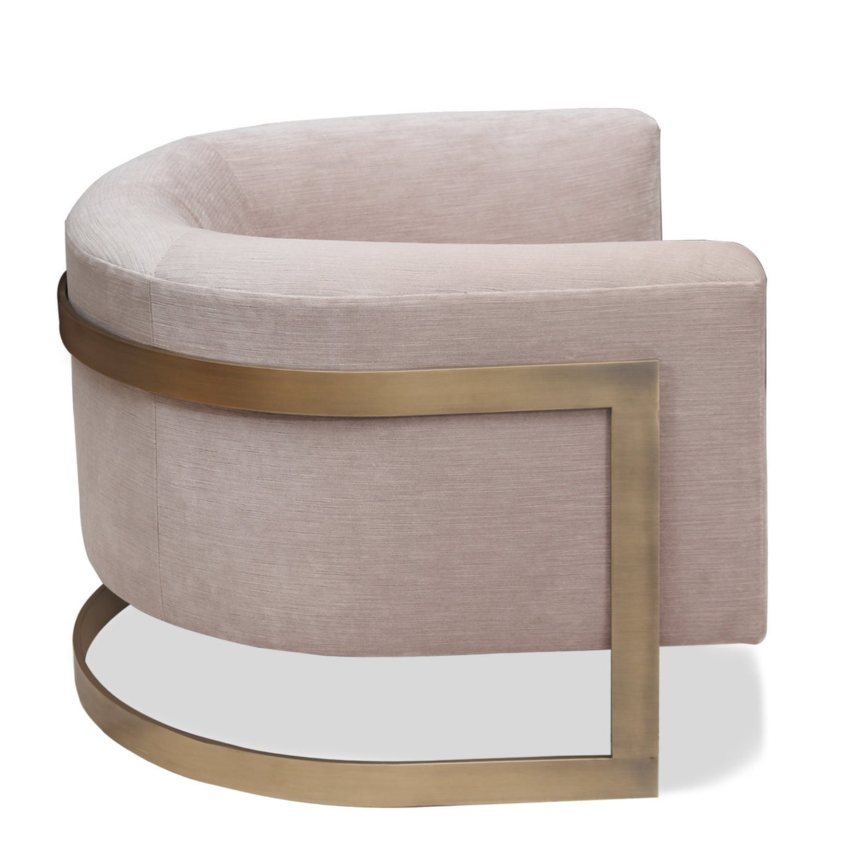 Pair of Mid-Century Modern Pair of Bucket Brass Banded Occasional Chairs by Milo Baughman