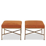 Paul McCobb Brass X-Base Ottomans C 1950s, Pair of