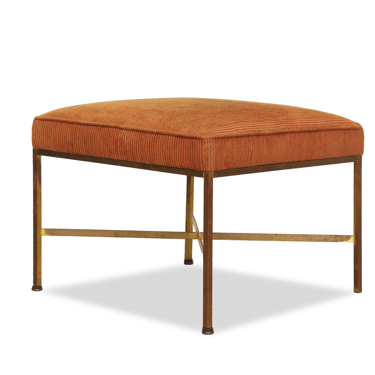 Paul McCobb Brass X-Base Ottomans C 1950s, Pair of