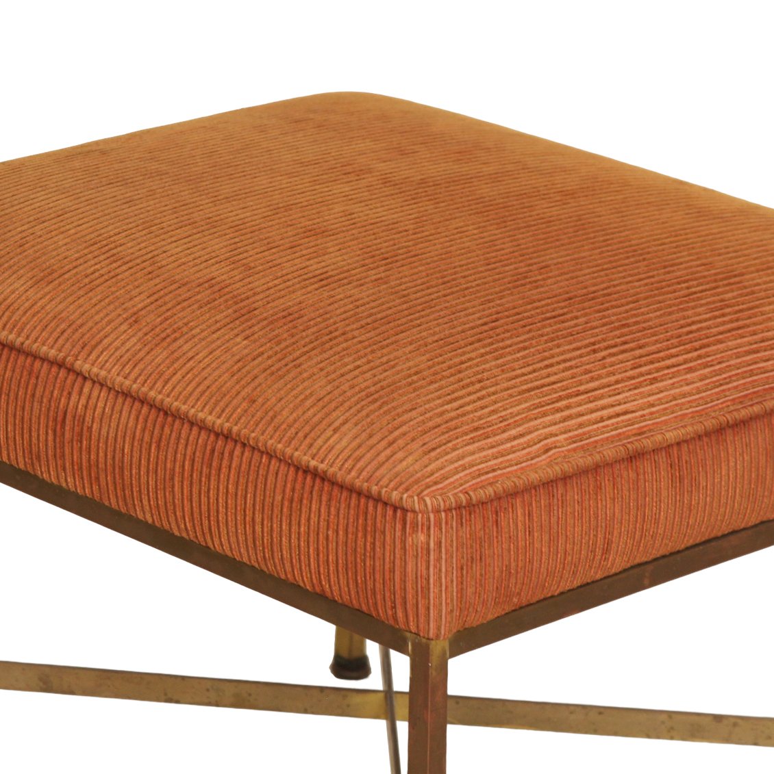 Paul McCobb Brass X-Base Ottomans C 1950s, Pair of