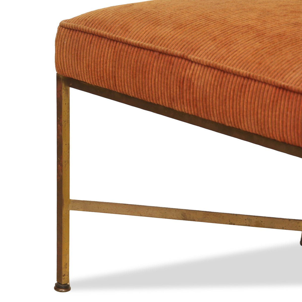 Paul McCobb Brass X-Base Ottomans C 1950s, Pair of