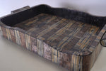 Vintage Handmade Ribbed Horn and Bone Serving Tray with Handles