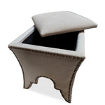 Transitional Stools Nailheads Details and Storage, Pair of