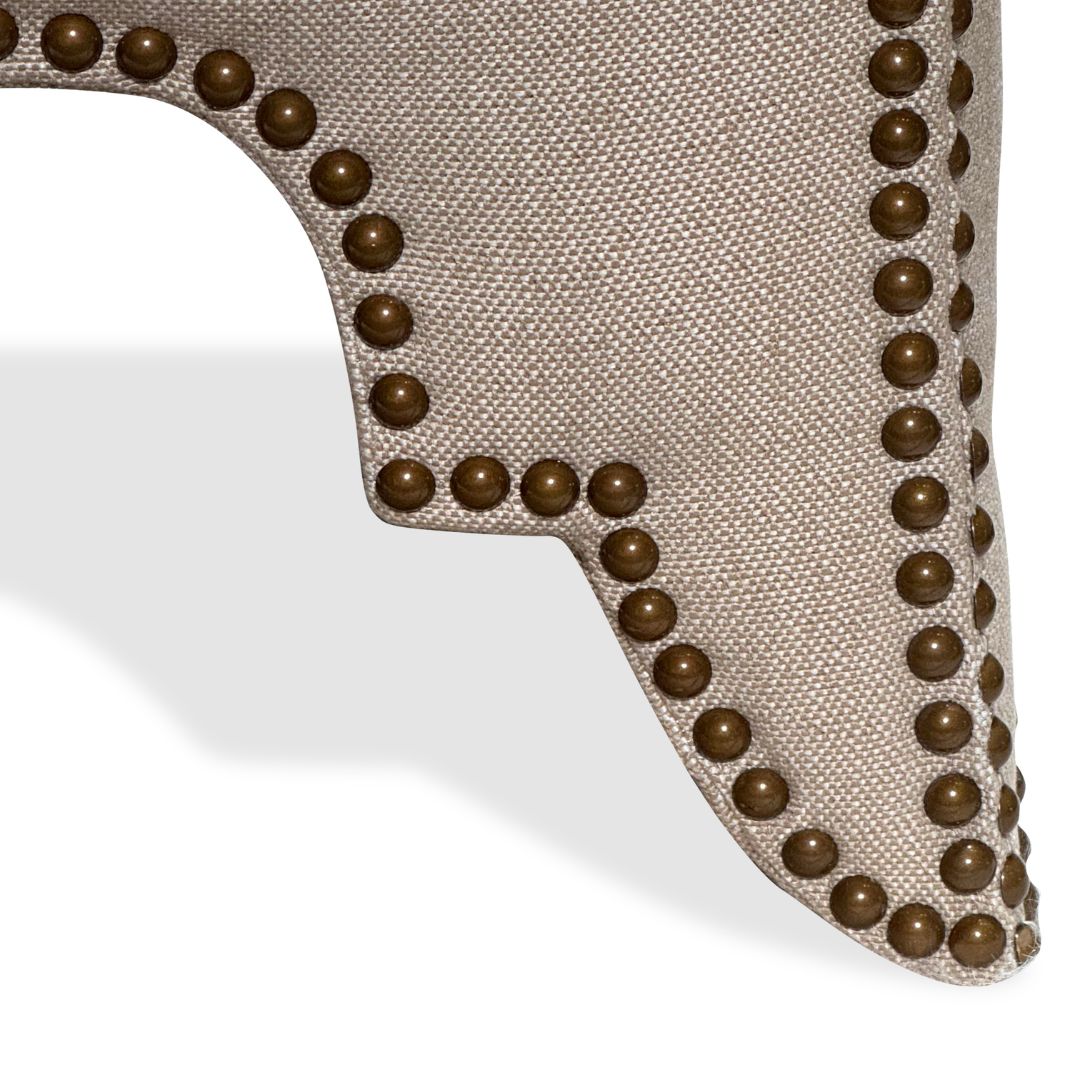 Transitional Stools Nailheads Details and Storage, Pair of