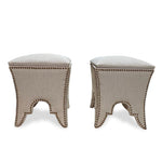 Transitional Stools Nailheads Details and Storage, Pair of