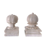 Carved Agra Style Marble Bookends or Paper Weight, Set of 2