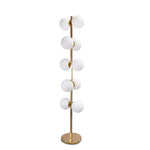 Vintage Italian Brass Floor Lamps with Opaline Ball, Pair of