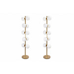Vintage Italian Brass Floor Lamps with Opaline Ball, Pair of