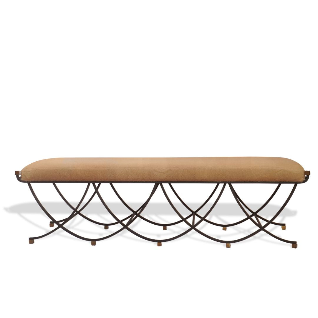 Arteriors Felice Iron Brass Alpaca Bench