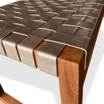 Modern Teak Bench with Woven Leather by Edward Smith
