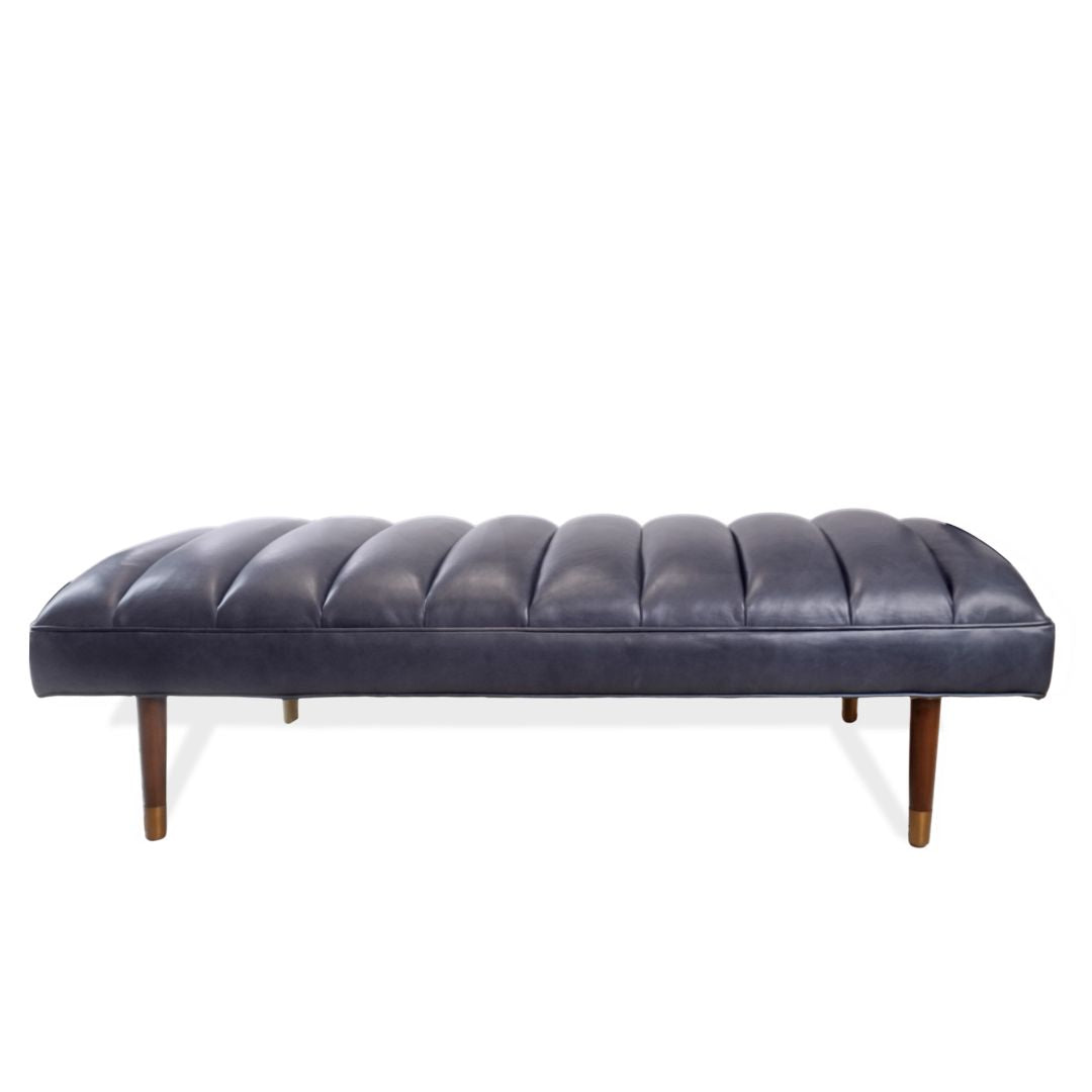 Arteriors Christophe Indigo Leather Refinery Bench