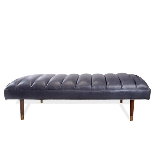 Arteriors Christophe Indigo Leather Refinery Bench