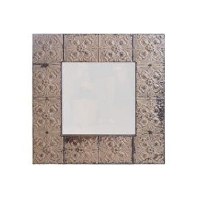 Vintage Pressed Tin Tile Painted Mirror