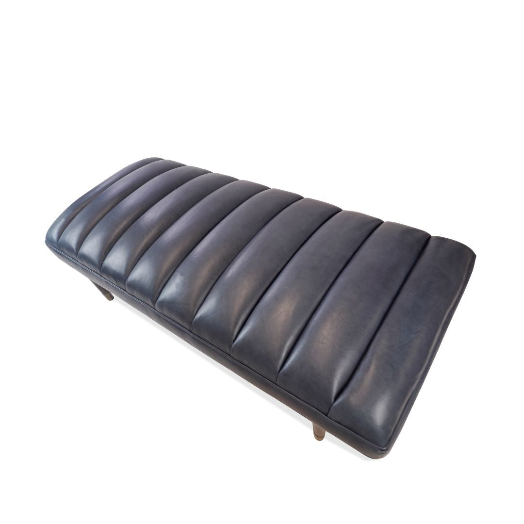 Arteriors Christophe Indigo Leather Refinery Bench