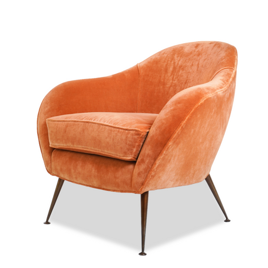 Vintage Italian MCM Style Velvet Lounge Chair (Newly Upholstered)