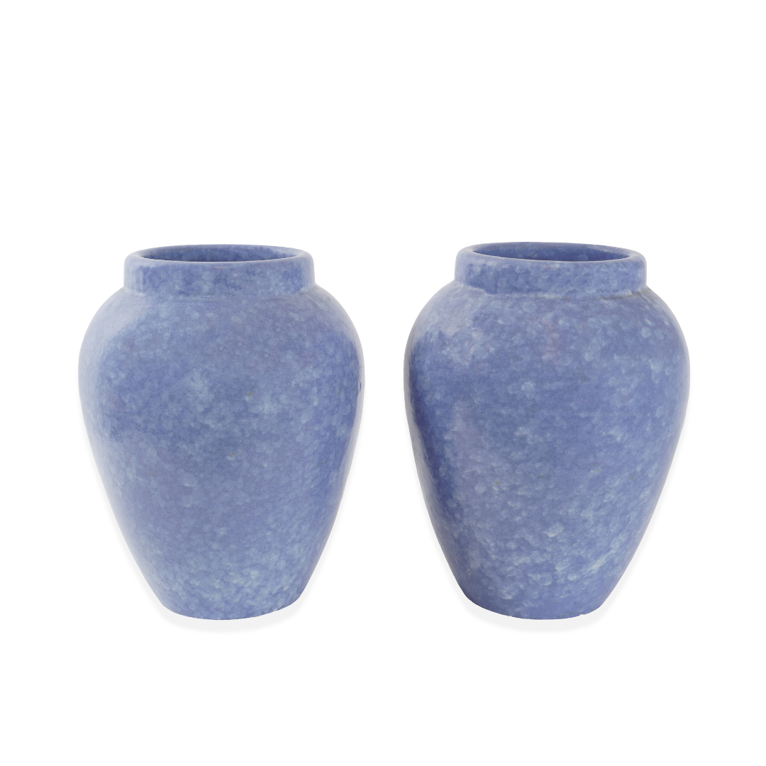 Vintage Large Robinson Ransbottom Pottery Spongeware Oil Jar Vase, Pair of