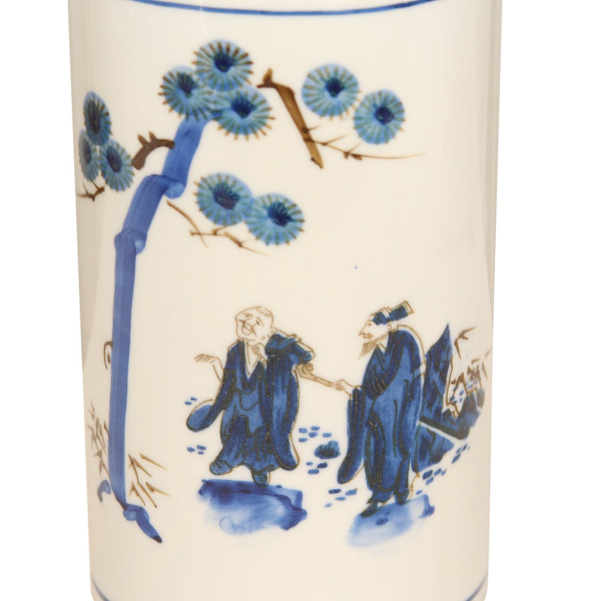 Vintage Asian Indigo Wishing Well Vase