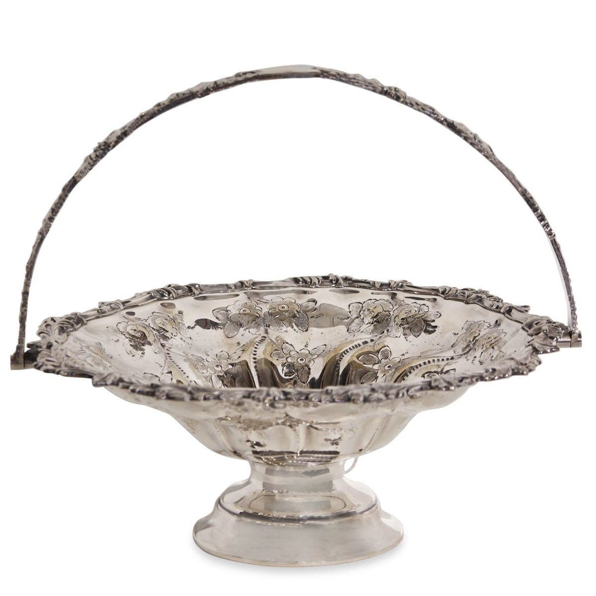 Antique Cake Silver Plated Cake Basket Marked 1644