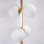 Vintage Italian Brass Floor Lamps with Opaline Ball, Pair of
