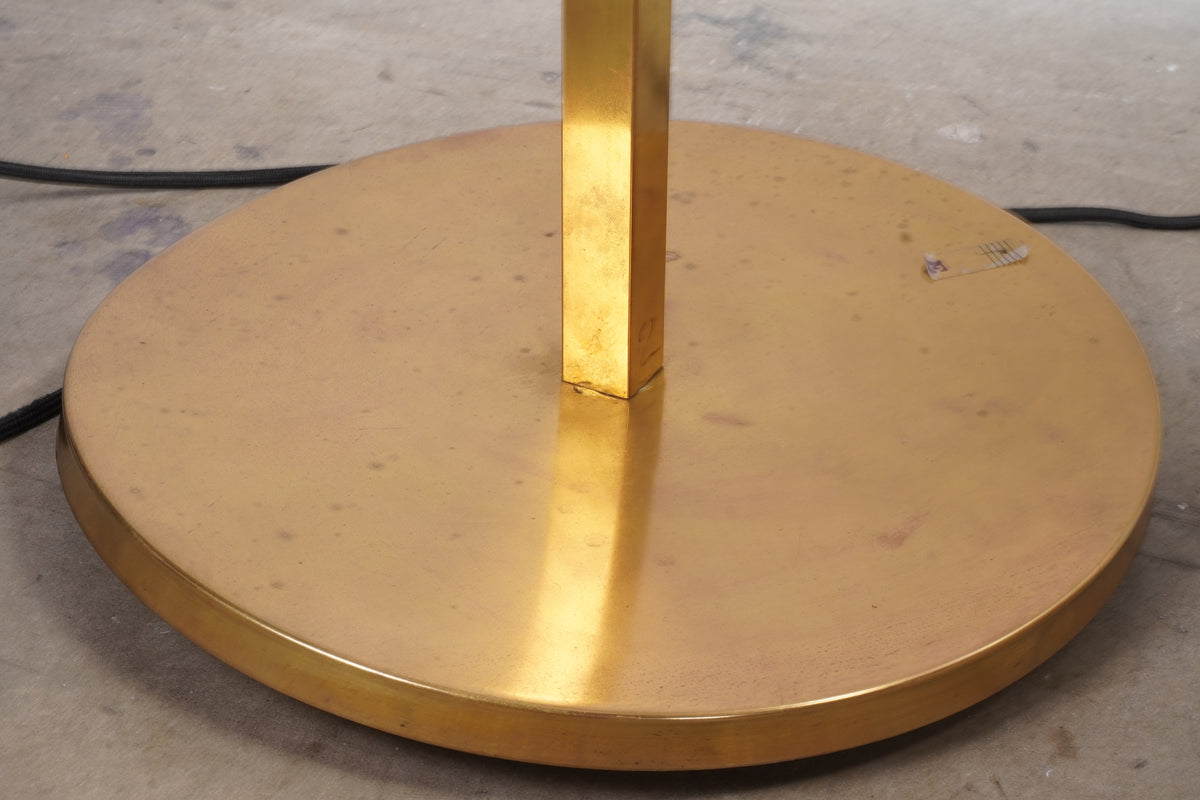 Vintage Italian Brass Floor Lamps with Opaline Ball, Pair of