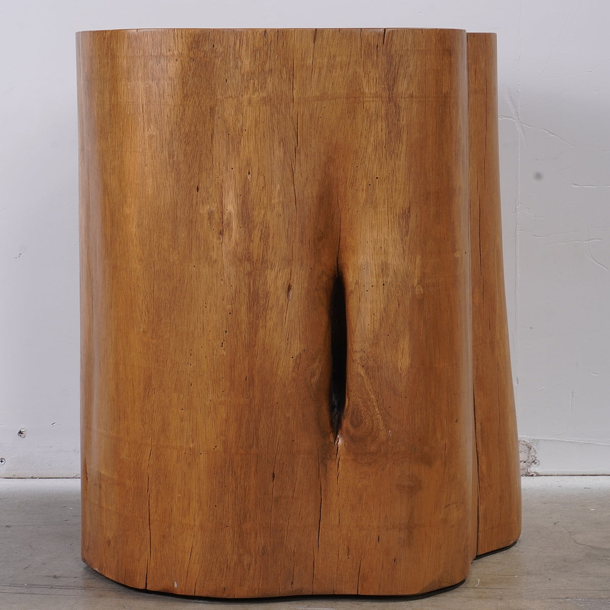 Modern Smooth Teak Tree Trunk Side Table