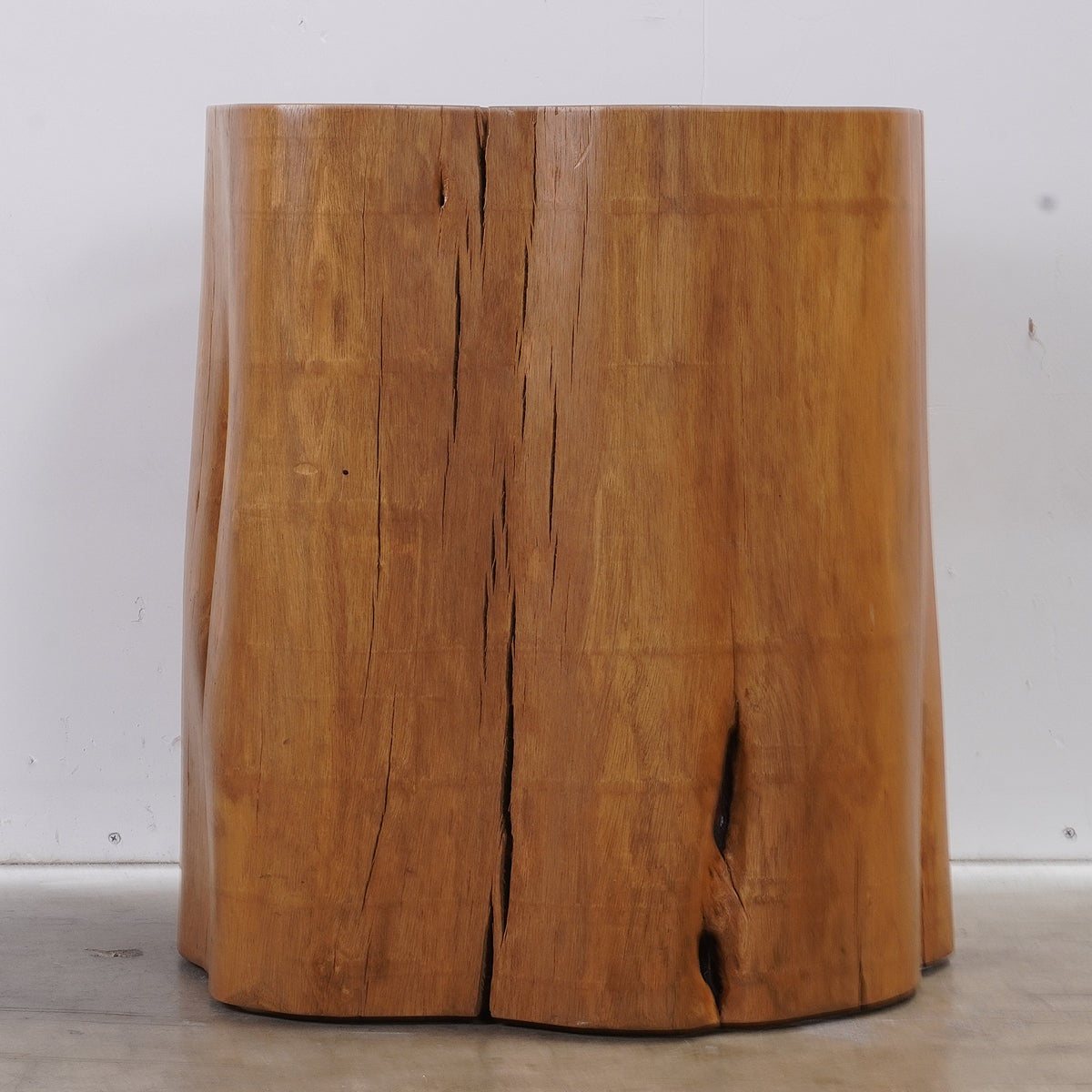 Modern Smooth Teak Tree Trunk Side Table